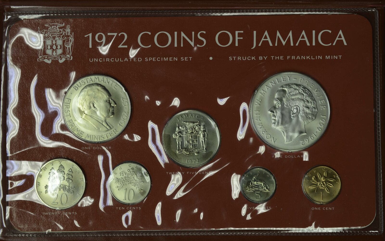 Jamaica 1972 7 Coin Uncirculated Specimen Set Silver $5 1.2335oz Original