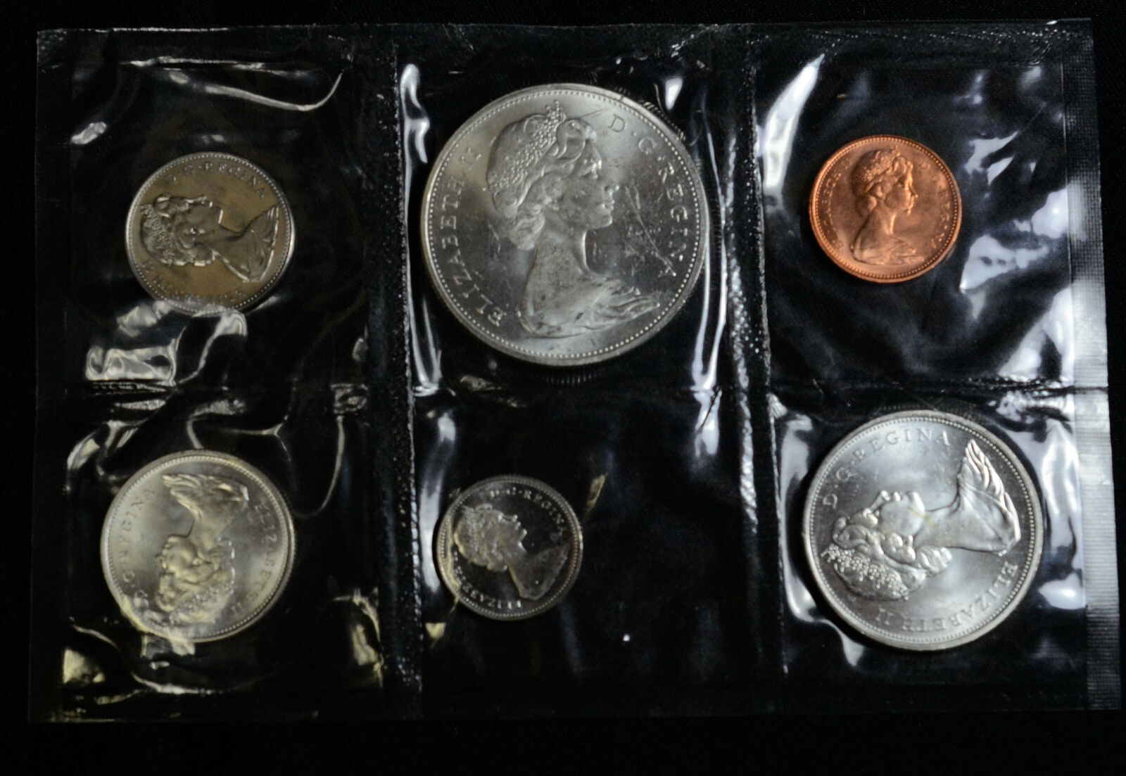 Canada 1965 Silver Km#pl16 6 Coin Uncirculated Mint Set Original Cellophane