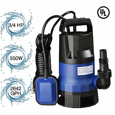 3/4 Hp 2642gph 550w Submersible Water Pump Swimming Pool Dirty Flood Clean Pond