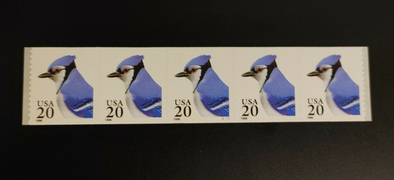 Us Scott # 3053 - Coil Strip Of 5 - Pnc #s1111 - Blue Jay - Mnh Free Shipping!
