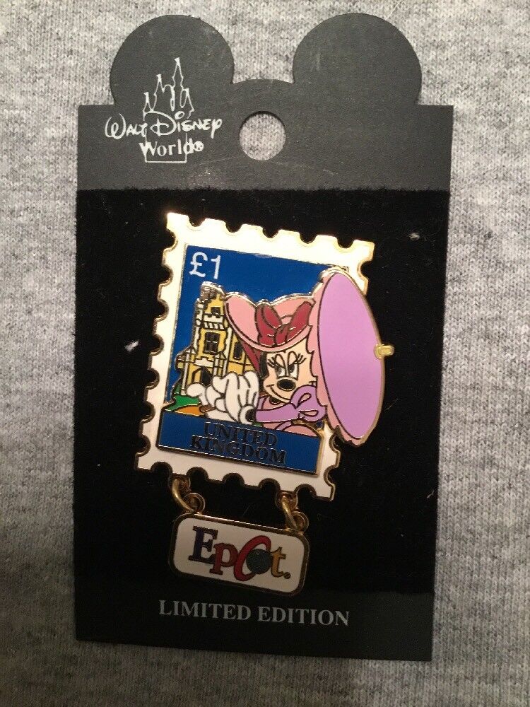 Epcot Stamp Pin Series #10 United Kingdom Minnie Le 3500 Disney Pin