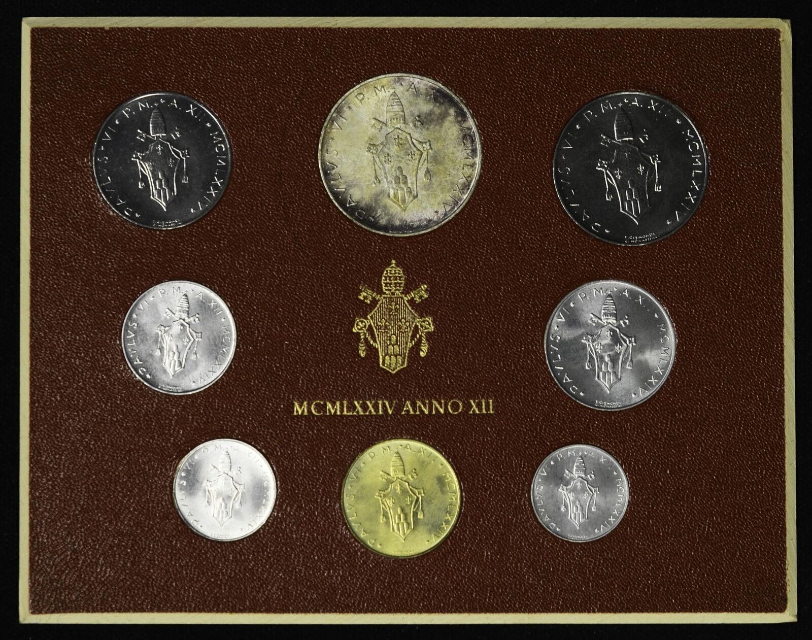Vatican City 1974 Km#ms78 Pope Paul Vi Mint Set 1 2 5 10 20 50 100 500 Lire