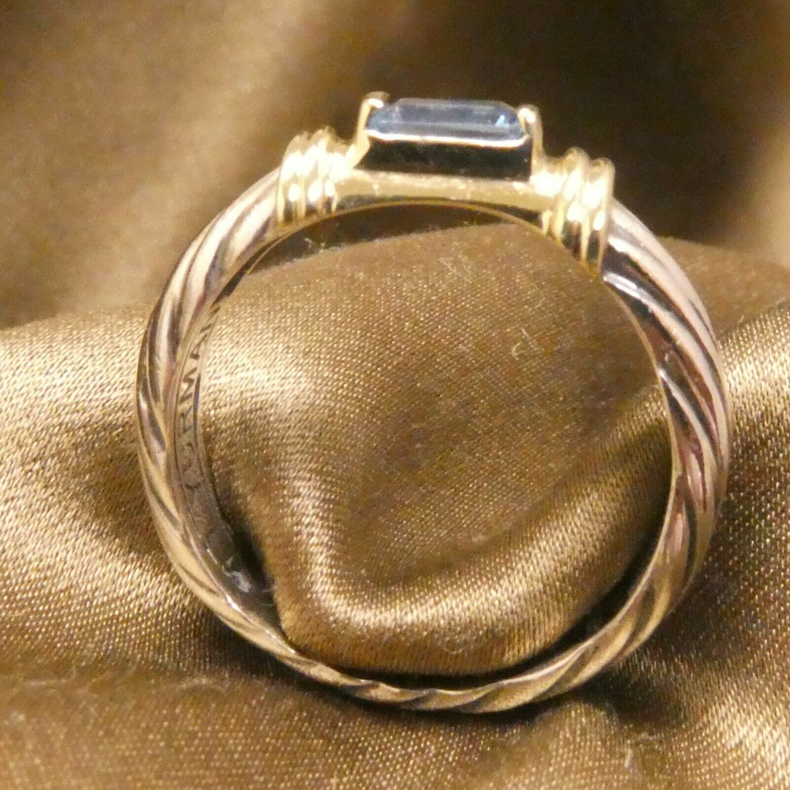 Vintage David Yurman 14k Gold & 925 Sterling Silver Blue Topaz Ring Size 6.75