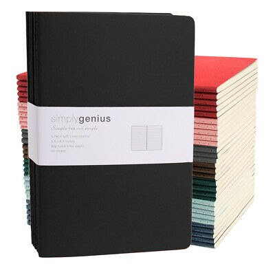 6pk Simply Genius A5 Soft Cover Writing Journal Travel Notebook Lined 5.5 X 8.3