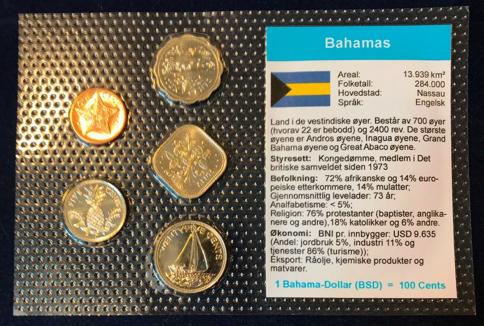 Bahamas 1 - 25 Cents 1992-2000 Xf Unc Circulation Coin Set - World Currencies