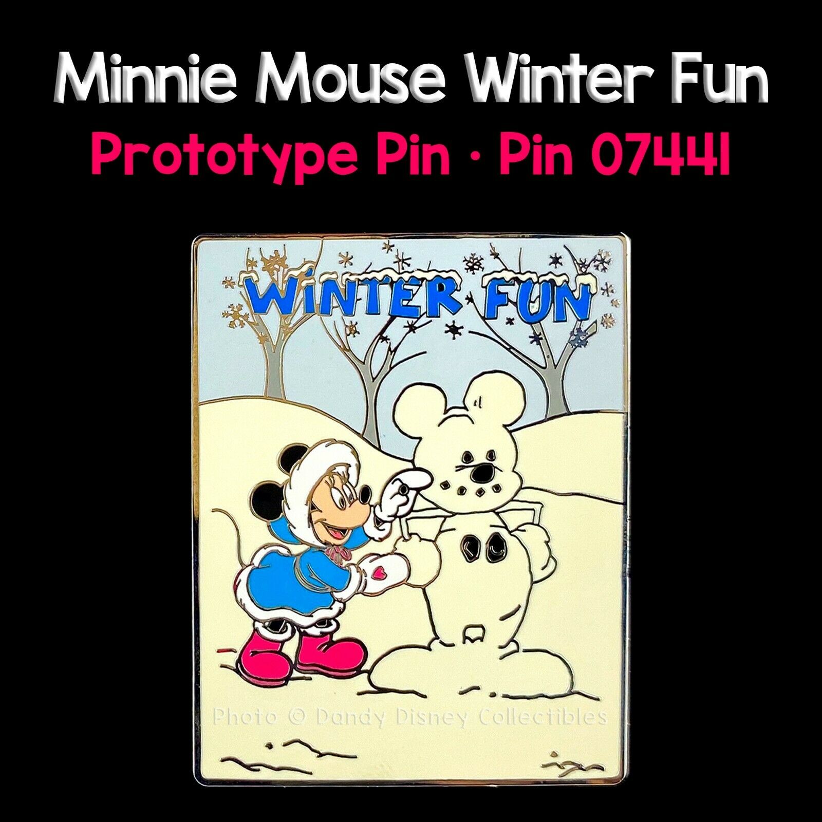 *rare* Prototype Pin Disney Auctions Coa Minnie Mouse Winter Fun