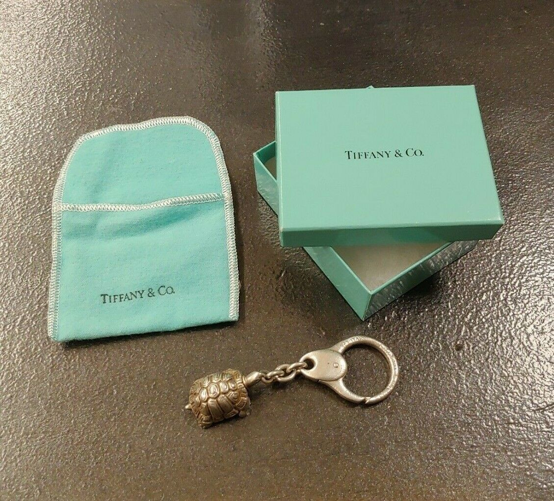 Rare Tiffany & Co Sterling Silver 925 Nature Turtle Charm Key Ring Key Chain