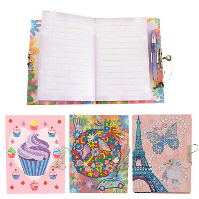 Babalu Girls Glitter Diary Locking Hardcover Journal Notebook With Lock And Key