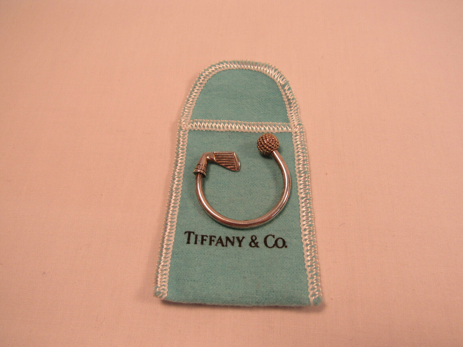 Vintage Tiffany & Co. Sterling Silver Golf Club Key Ring W/ Pouch Discontinued