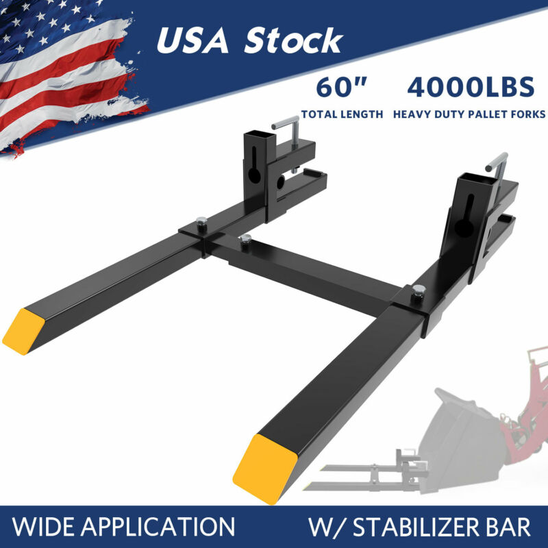 4000lbs 60'' Tractor Pallet Forks Clamp On Skid Steer Loader Bucket Quick Attach