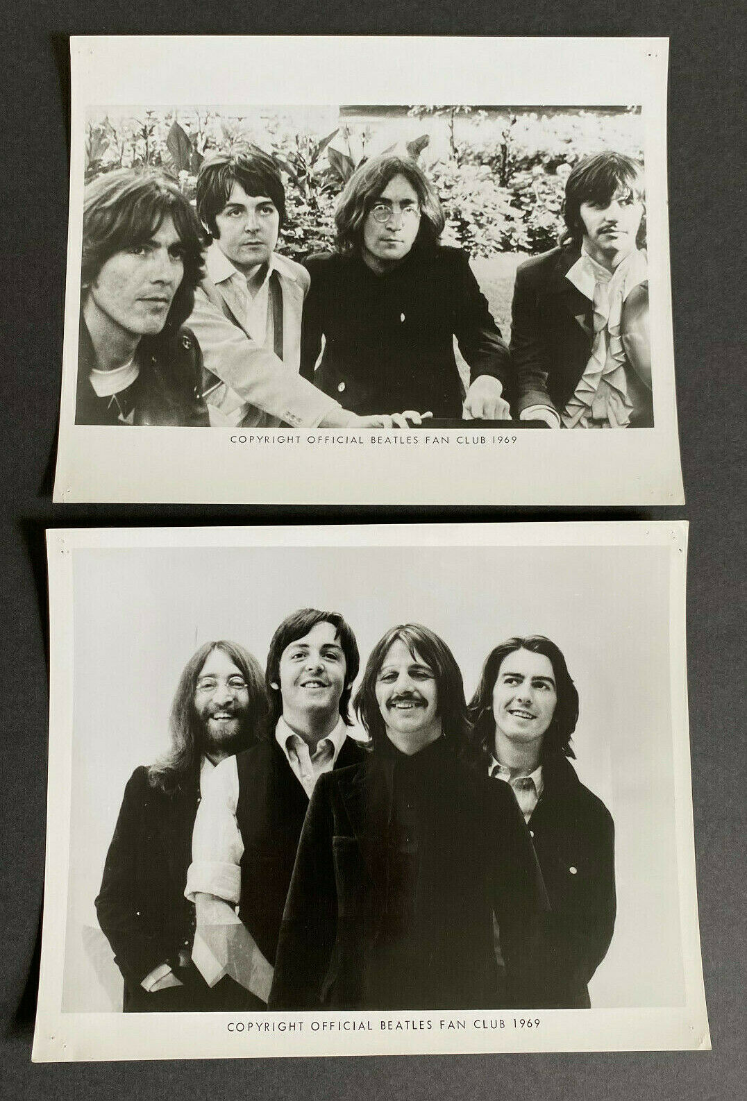 Lot Of 2 Vintage 1969 Official U.s. Beatles Fan Club Press Photo 8 X10