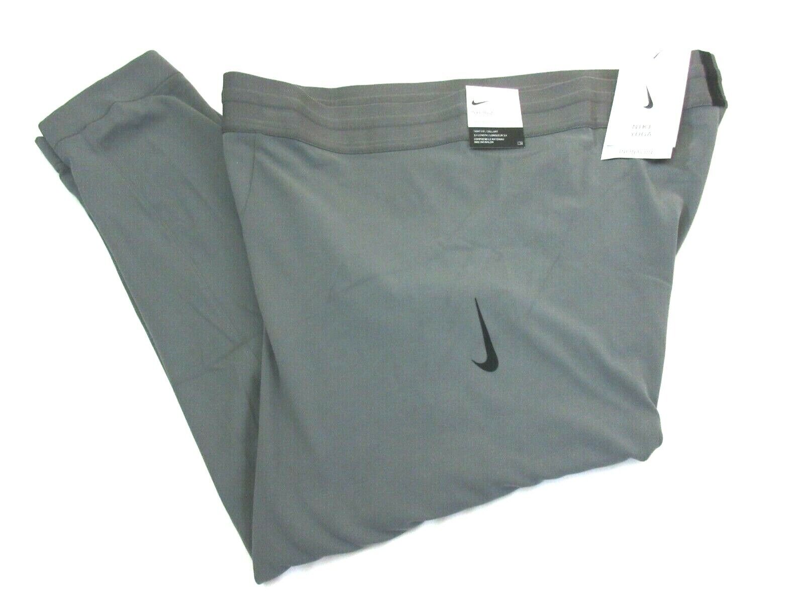Nike Men's Dri-fit 3/4 Length Infinalon Yoga Tights Silver Grey Nwt Ct1830-068