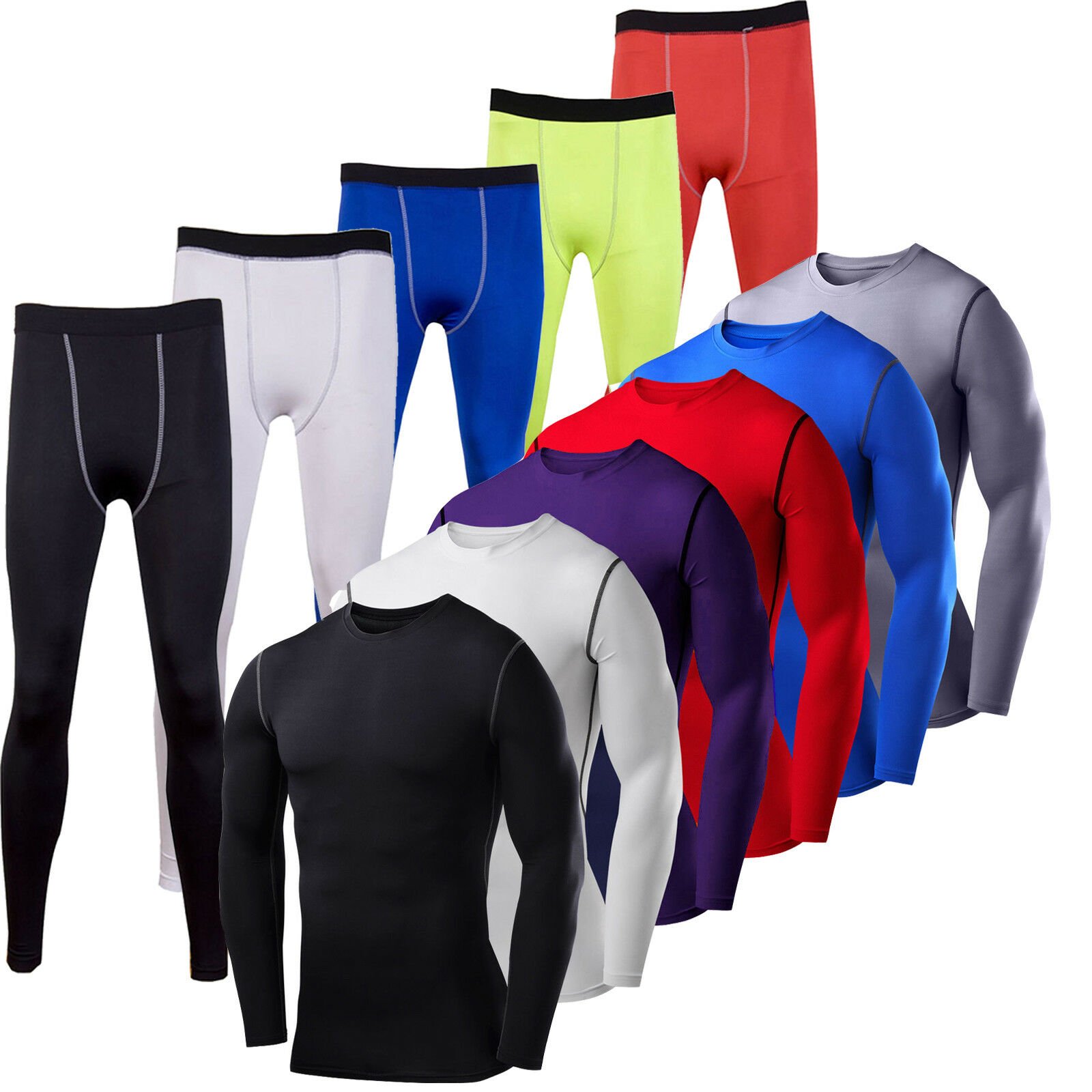 Mens Compression Body Armour Base Layer Gym Thermal Shirt Tops Leggings Pants 10