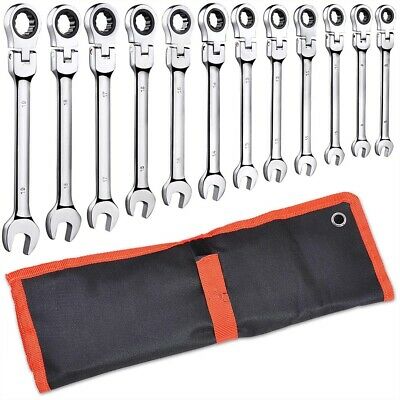12pc 8-19mm Metric Flexible Head Ratcheting Wrench Combination Spanner Auto Tool