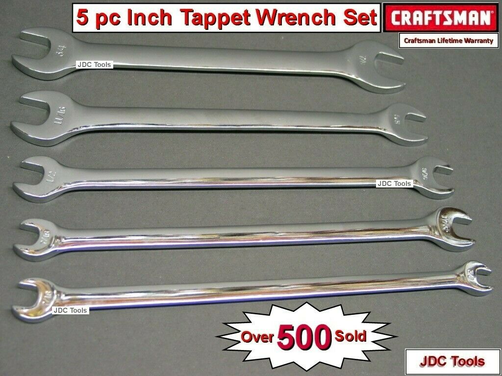 Craftsman 5 Pc Sae Polished Tappet Wrench Set Thin Long Profile Inch