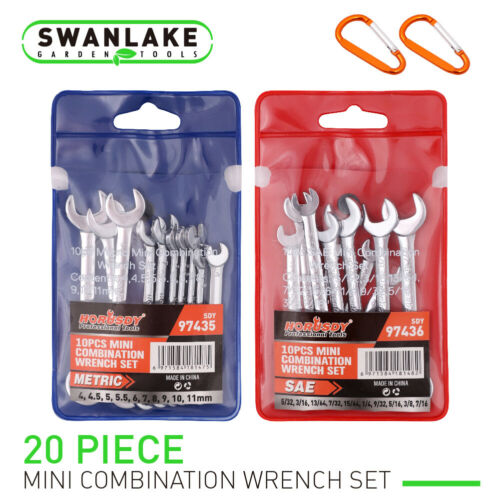 20pc Mini Wrench Set Metric Sae Ignition Spanner Open & Box End Small Equipment