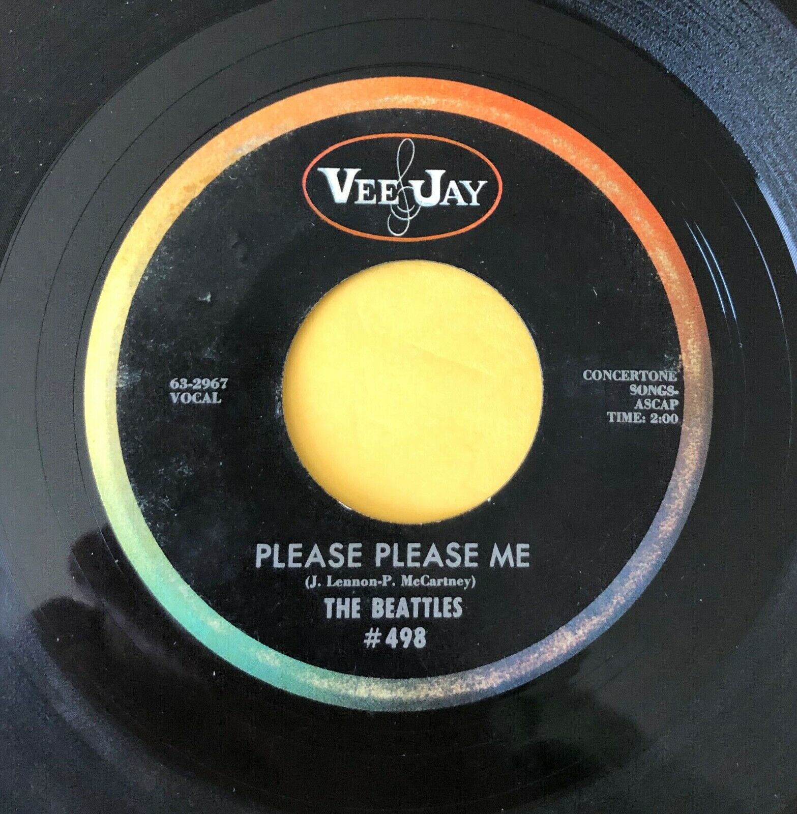 Vee Jay 498 "the Beattles" ~ Please, Please Me/ Ask Me Why ~ Vg Stunning.